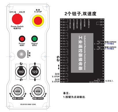 DC24V 433MHz Kaynak Makinesi Uzaktan Kumanda 2 Yollu Analog Hız